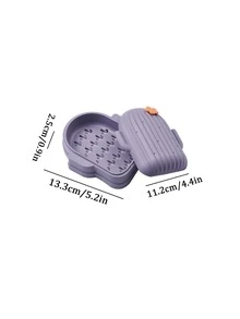 1pc Flower Decor Cactus Design Soap Dish - Purple - View 2