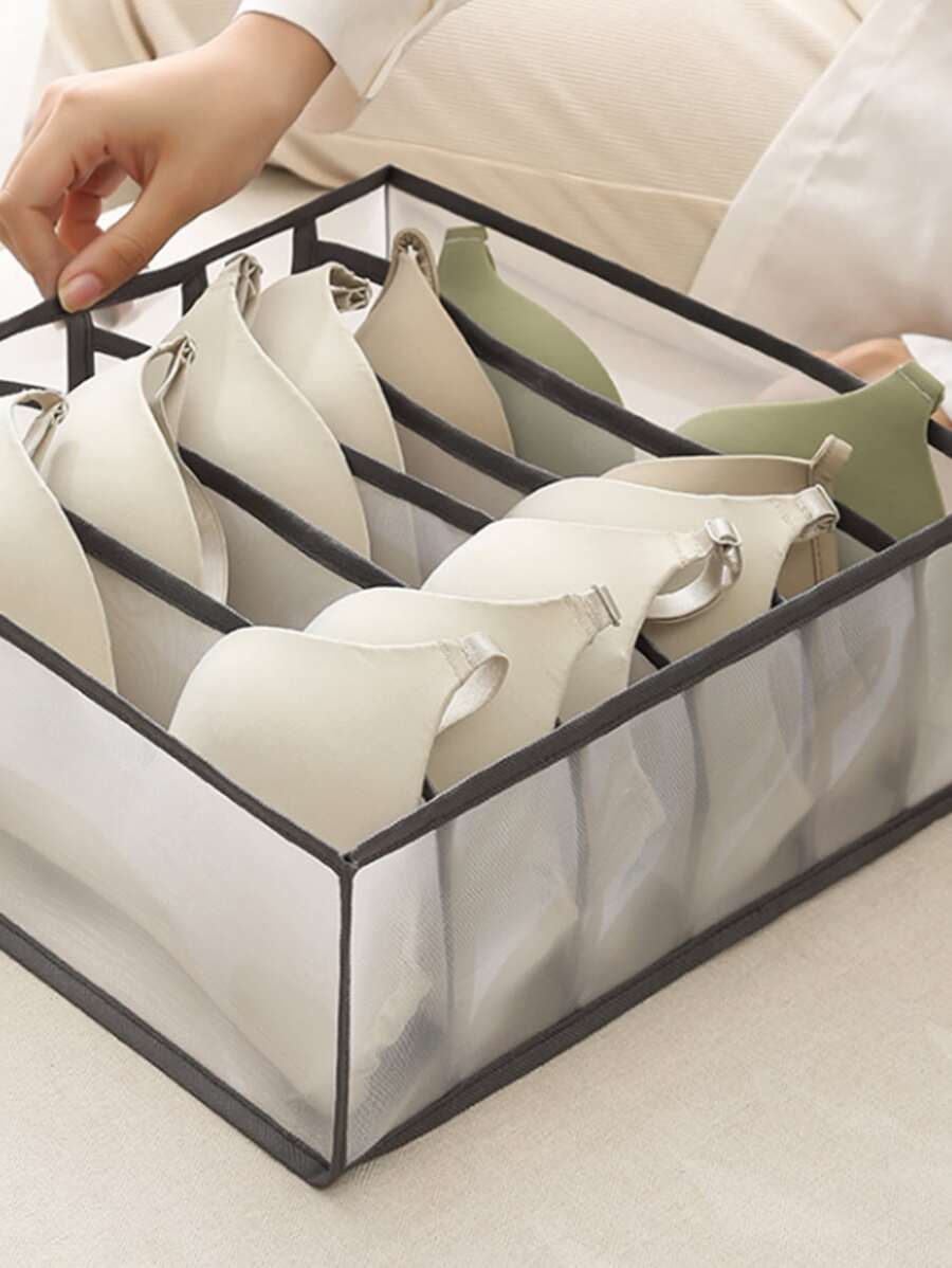 1pc Hộp đựng đồ lót có thể gập lại có viền tương phản Trang trí trang trí lễ hội Trang trí phòng Trang trí nhà Trang trí phòng ngủ - Xám - Xem 1