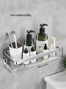 1 pieza Estante de almacenamiento de baño autoadhesivo - Plateado - Ver 2