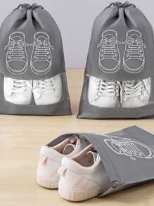 1入組隨機色鞋收納袋無紡布旅行便攜防水袋衣物分類掛袋