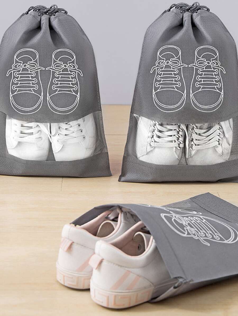 1入組隨機色鞋收納袋無紡布旅行便攜防水袋衣物分類掛袋