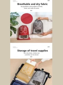 1入組隨機色鞋收納袋無紡布旅行便攜防水袋衣物分類掛袋