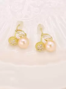 Hoa tai đính đá giả ngọc trai và đá Rhinestone - Nhiều màu - Xem 1
