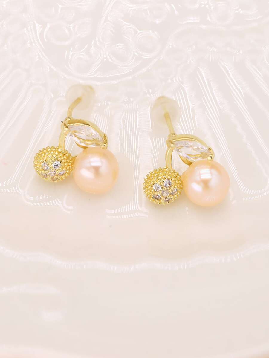 Hoa tai đính đá giả ngọc trai và đá Rhinestone - Nhiều màu - Xem 1