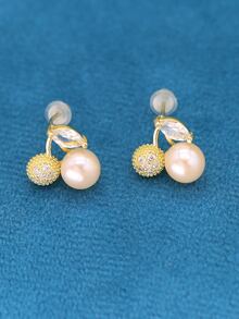 Hoa tai đính đá giả ngọc trai và đá Rhinestone - Nhiều màu - Xem 2