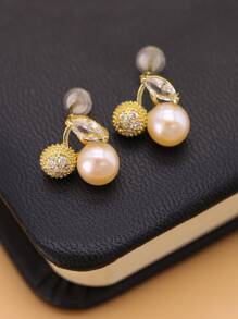 Hoa tai đính đá giả ngọc trai và đá Rhinestone - Nhiều màu - Xem 5