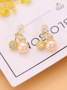 Hoa tai đính đá giả ngọc trai và đá Rhinestone - Nhiều màu - Xem 6
