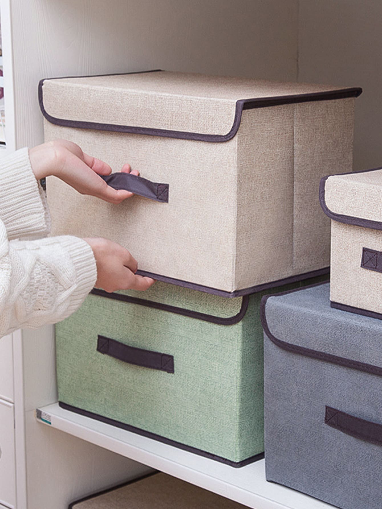 1 个随机无纺布防尘收纳盒，可折叠并与多功能收纳篮组合，适用于衣柜、衣服、书籍、化妆品、玩具万圣节装饰万圣节服装秋季装饰节日装饰