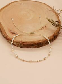 1 Pieza Pulsera Delicada Con Cuentas De Color Al Azar Y Detalles De Perlas De Agua Dulce Blancas - Multicolor - Ver 1