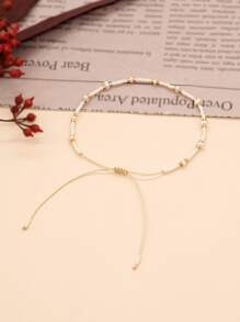 1 Pieza Pulsera Delicada Con Cuentas De Color Al Azar Y Detalles De Perlas De Agua Dulce Blancas - Multicolor - Ver 2