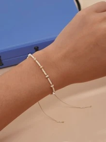 1 Pieza Pulsera Delicada Con Cuentas De Color Al Azar Y Detalles De Perlas De Agua Dulce Blancas - Multicolor - Ver 4