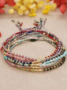 1 vòng tay đá tự nhiên màu sắc ngẫu nhiên cho nữ Vòng tay thời trang có thể điều chỉnh - Nhiều màu - Xem 6