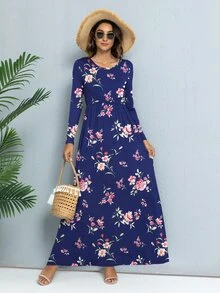 DEARCASE Floral Print Hidden Pocket Dress - Blue - View 4