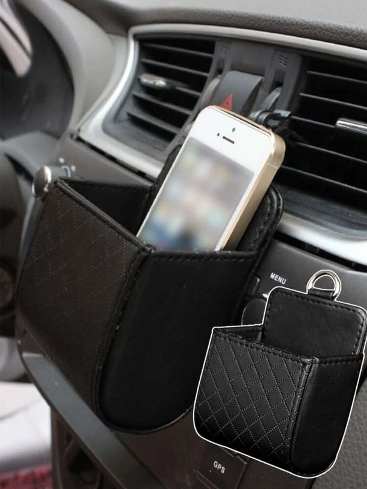 1入組幾何浮雕汽車出風口收納盒 - 黑色 - 查看 2