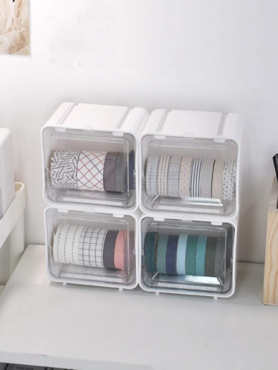 1pc Simple Tape Storage Box - White - View 1