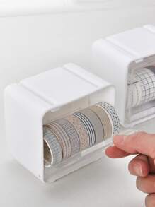 1pc Simple Tape Storage Box - White - View 6