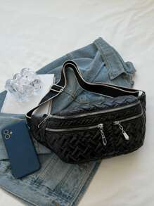 Túi đeo chéo Kẻ sọc Có thể điều chỉnh được Đúng mốt - màu đen - Xem 4