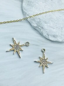 件金色水鑽裝飾太陽形 Diy 珠寶吊墜，用於製作時尚配件、手機帶、服裝裝飾、髮飾 - 彩色 - 查看 2