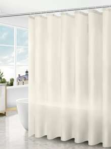 Cortina de ducha unicolor impermeable - Beis - Ver 1