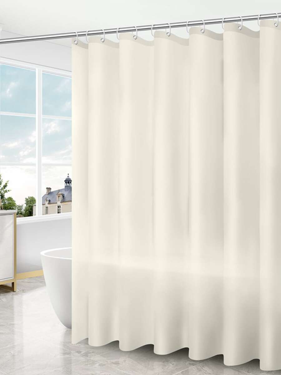 Cortina de ducha unicolor impermeable - Beis - Ver 1