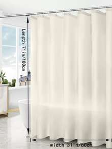 Cortina de ducha unicolor impermeable - Beis - Ver 4