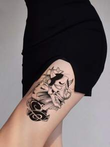 紋身貼紙,1張人像圖案一次性紋身適合女士,紋身貼紙成年人,逼真紋身貼人像圖案,適合女士和女孩 - 黑色 - 查看 3