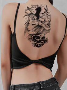 紋身貼紙,1張人像圖案一次性紋身適合女士,紋身貼紙成年人,逼真紋身貼人像圖案,適合女士和女孩 - 黑色 - 查看 4