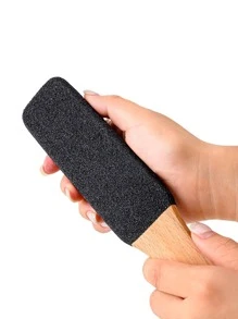 1pc Wooden Handle Bath Foot Scrubber, Foot Dead Skin Remover For Bathroom - Khaki - View 2