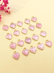 20 件合金心型 DIY 吊墜 - 粉色 - 查看 3