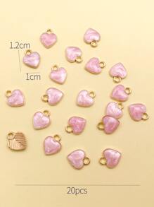 20 件合金心型 DIY 吊墜 - 粉色 - 查看 4