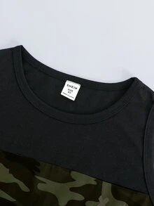 Boys Reflective Cartoon Face Camo Print Tank Top - Black - View 5