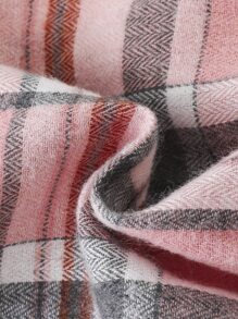 SHEIN Tween Girl Square Neck Puff Sleeve Tee & Plaid Print Button Front Skirt, Filipiniana Terno