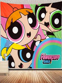 The Powerpuff Girls | ROMWE Letter & Cartoon Graphic Tapestry - Multicolor - View 4