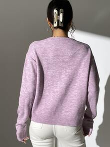 Space Dye Drop Shoulder Jumper - Lilac Purple - View 2