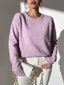 Space Dye Drop Shoulder Jumper - Lilac Purple - View 3