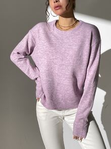 Space Dye Drop Shoulder Jumper - Lilac Purple - View 5