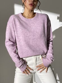 Space Dye Drop Shoulder Jumper - Lilac Purple - View 6