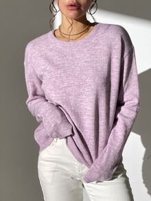 Space Dye Drop Shoulder Jumper - Lilac Purple - View 7