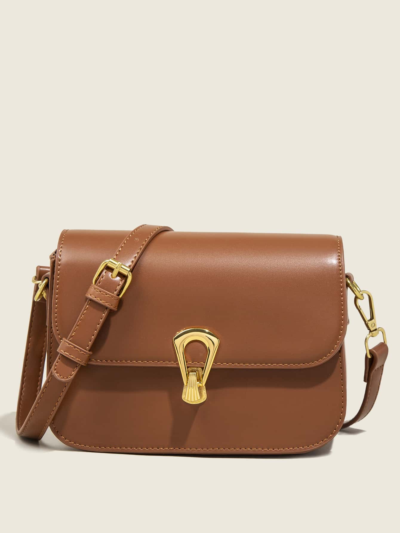 Mini Stitch Detail Square Bag - Brown - View 1