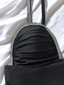 Ruched Push Up One Piece Swimsuit - Black - View 6