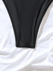 Ruched Push Up One Piece Swimsuit - Black - View 7