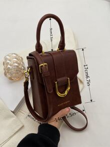 Premium Summer Box-Shaped Women's Handbag, New Versatile Fashion Shoulder Crossbody Bag (Accessories Not Included), Mother-Child Bag Combination, Fashionable & Retro Style, Cow Leather Texture, PU, Old Money Style, Solid Color, Lightweight & Portable, Metal Decor, Adjustable Shoulder Strap, Suitable For Business, Commuting, Holidays & Vacations - Coffee Brown - View 5