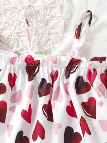 Toddler Girls Heart Print Cold Shoulder Dress - White - View 3