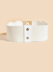 Thắt lưng ren phía trước khoét lỗ - Màu be - Xem 2