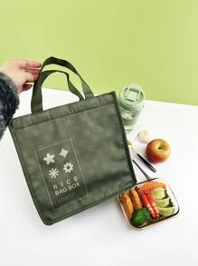 1pc Floral & Letter Graphic Portable Lunch Bag - Multicolor - View 1