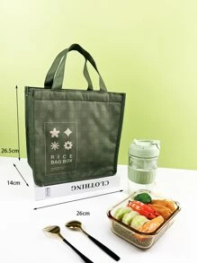 1pc Floral & Letter Graphic Portable Lunch Bag - Multicolor - View 2