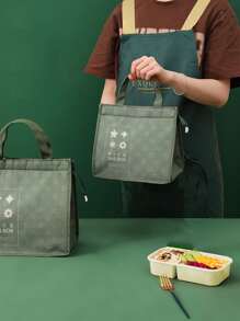 1pc Floral & Letter Graphic Portable Lunch Bag - Multicolor - View 5