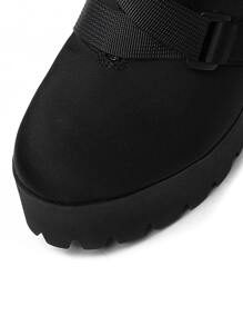 Zip Side Chunky Heeled Classic Boots - Black - View 5