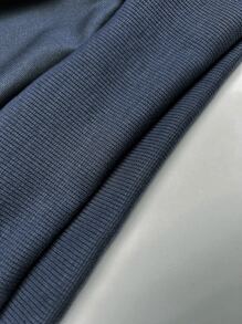 Manfinity Hypemode Men Slogan Graphic Mock Neck Drop Shoulder Sweatshirt - Navy Blue - View 3