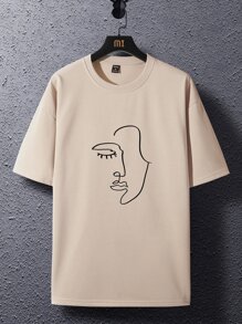 Claim Dot Camiseta Holgada De Hombre Con Figura Estampada Y Hombros Caídos - Albaricoque - Ver 4